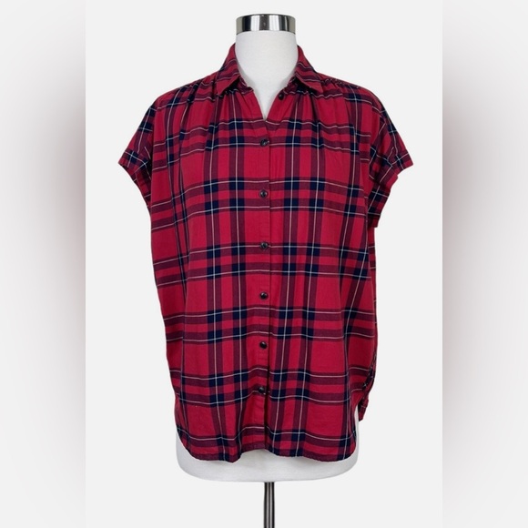 Madewell Central Shirt in Dahl Plaid Red - Size XS - Picture 4 of 6